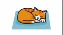 cat sleeping in curled up illustration